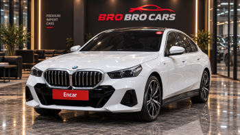 BMW 530i xDrive M Sport G60 2025 белый, вид спереди сбоку